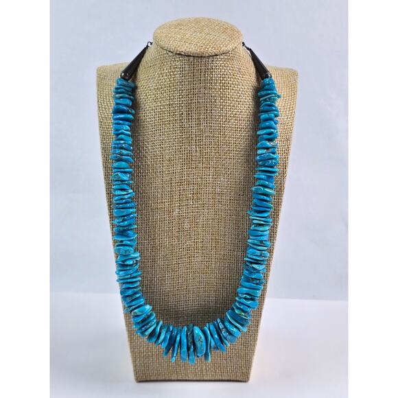 Large Carolyn Pollack Chip Turquoise Graduated Necklace 18" - 21" heavy piece - Picture 10 of 15